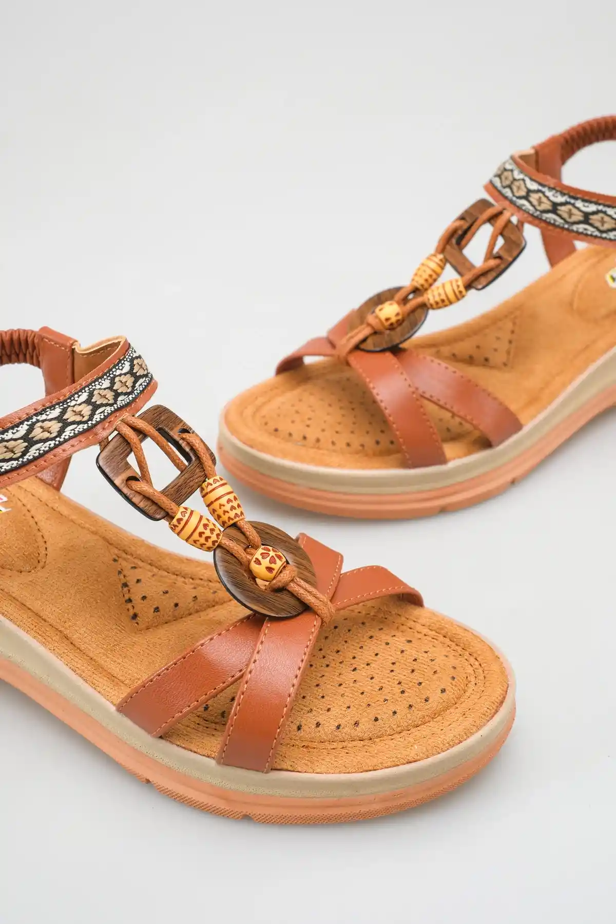 Taba Cilt Kadın Sandalet Ayakkabı
