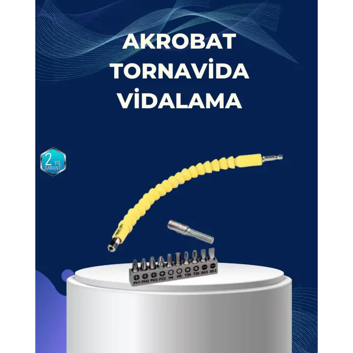 12’li Akrobat Bits Vidalama Seti Esnek Uç Çok Yönlü Kullanım