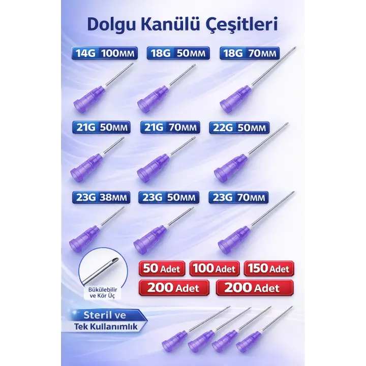 23G X 50MM Dolgu Kanülü Steril Uç