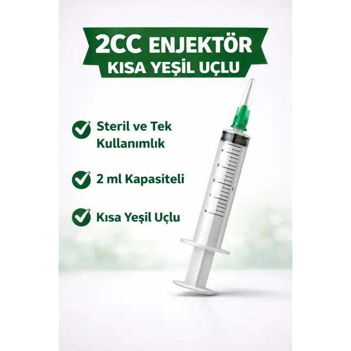 2CC Enjektör Yeşil Uçlu Steril Şırınga