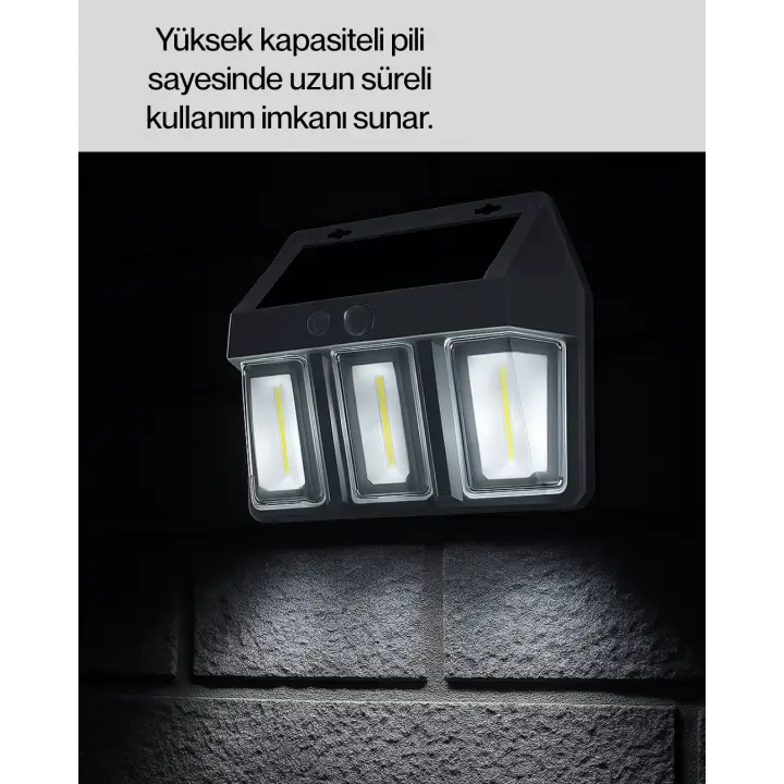 3 in 1 Solar Duvar Lambası – IP65 Su Geçirmez, Hareket Sensörlü