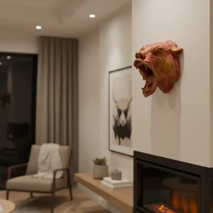 3D Jaguar Figürü Duvar Süsü
