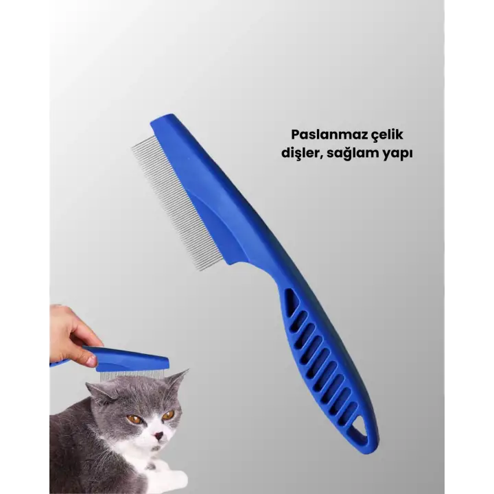 4 Parçalı Evcil Hayvan Tarak Seti – Paslanmaz Çelik Dişli, Ergonomik Saplı
