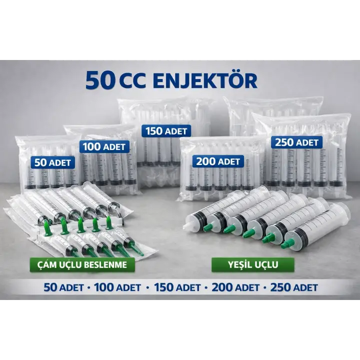 50 CC Enjektör 50 ML Tek Kullanımlık Şırınga
