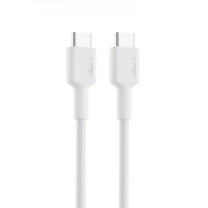 AUKEY CB-CD45-WH PD NAYLON ÖRGÜLÜ TYPE-C TYPE-C ŞARJ KABLOSU 0.9MT