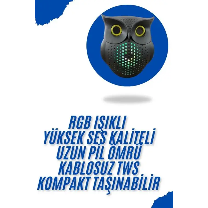 Baykuş Görünümlü Işıklı Bluetooth Speaker Bluetooth Hoparlör