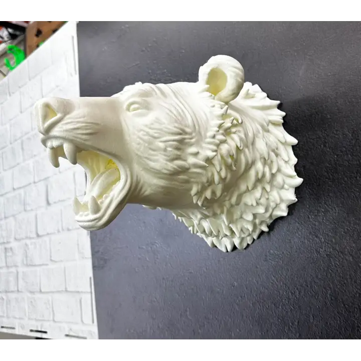 Beyaz Renk 3D Ayı Başı Duvar Dekoru
