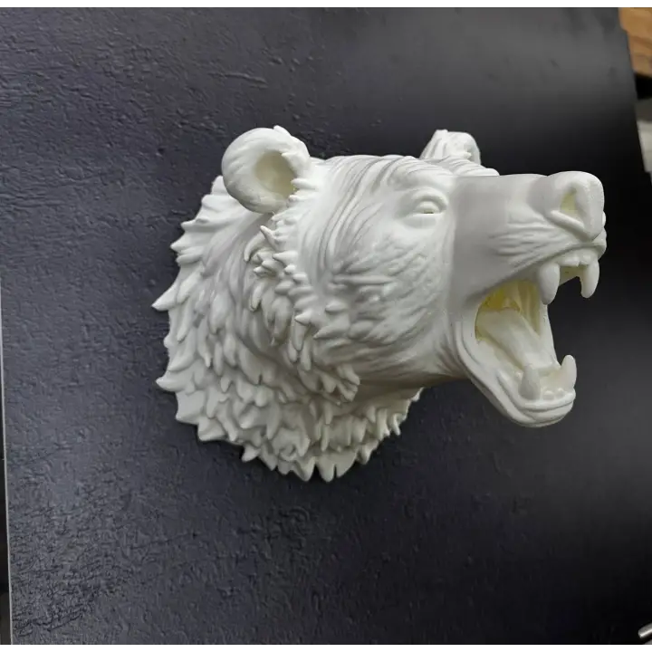 Beyaz Renk 3D Ayı Başı Duvar Dekoru