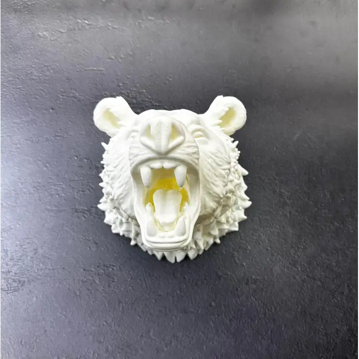Beyaz Renk 3D Ayı Başı Duvar Dekoru