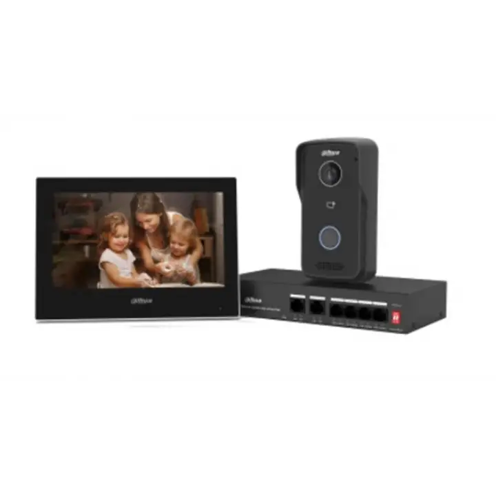 Dahua DHI-KTP03 IP Intercom Kit- Kutu İçeriği (Dış Ünite + 7 TFT İç Ekran +Switch)