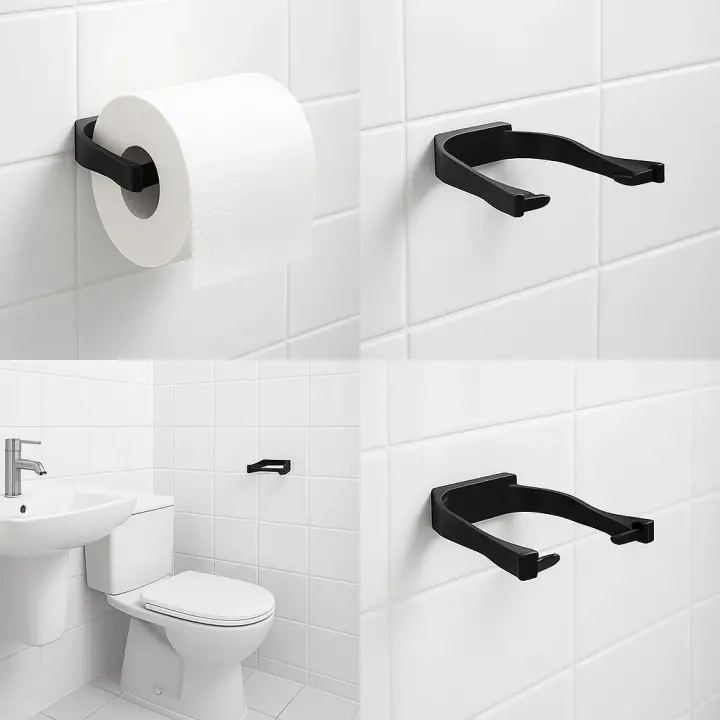 Duvara Monte Siyah Peçetelik Minimal Banyo Aksesuarı