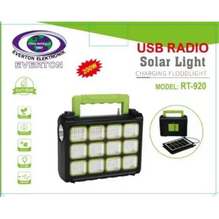 Everton Rt-920 Şarjlı 200w Solar Panelli Projektör (Radyolu)
