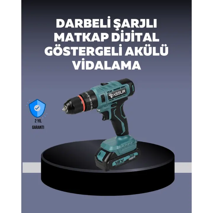 Güçlü Şarjlı Matkap Vidalama Çift Batarya