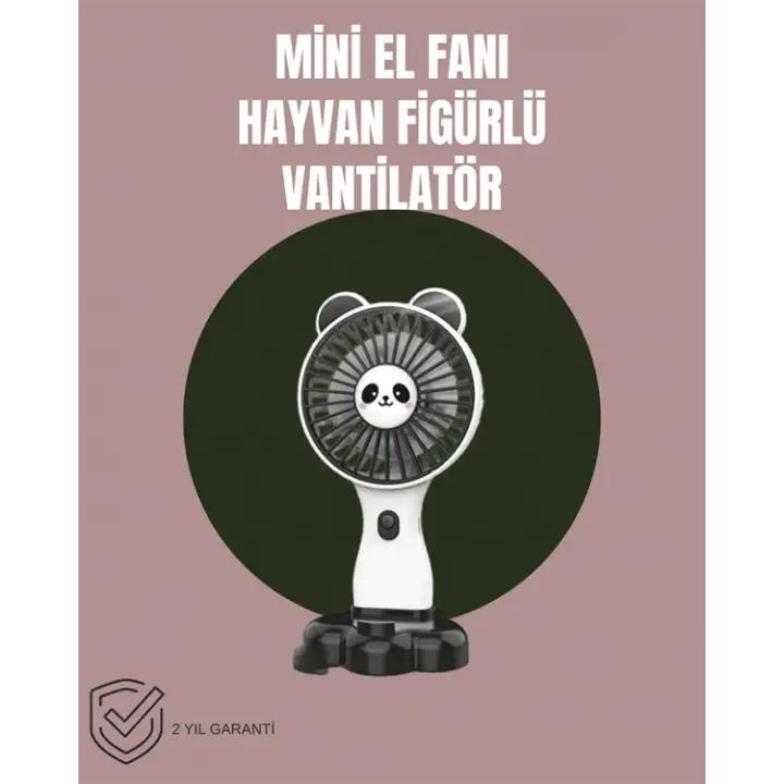 Hayvan Figürlü Mini El Fanı – USB Şarjlı Sessiz Vantilatör