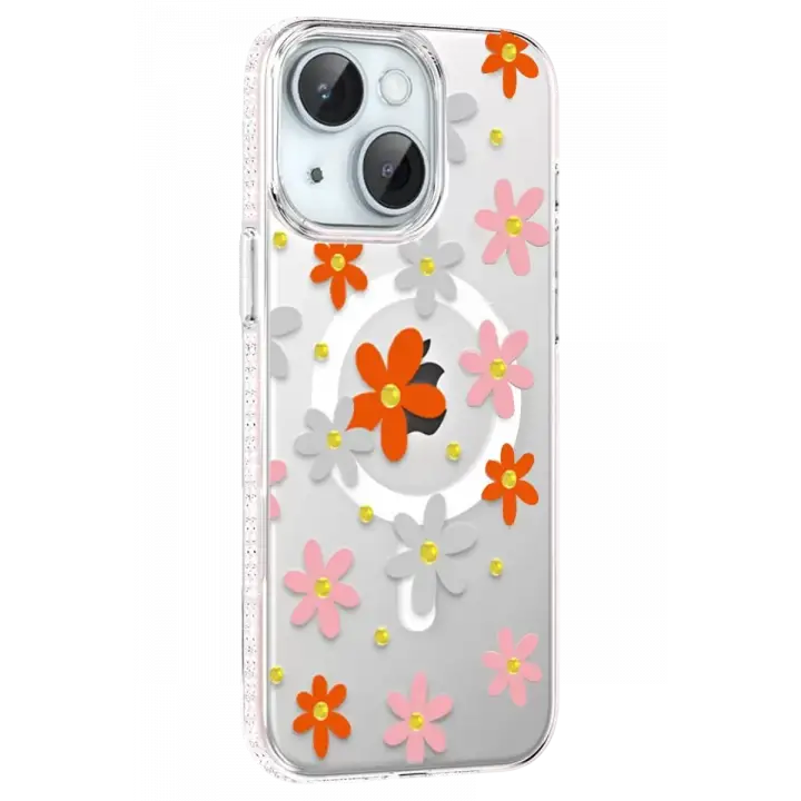 Joko Apple iPhone 14 Floral Magsafe Kapak - Turuncu