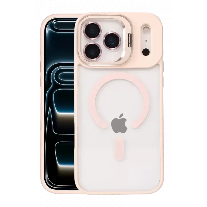 Joko Apple iPhone 17 Pro Max Remim Lensli Magsafe Standlı Kapak - Pembe