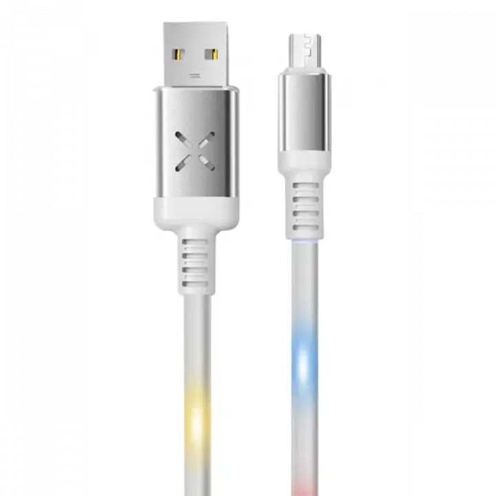 Konfulon DC09 Ses Duyarlı Işıklı Micro USB Kablo 1M 2A - Beyaz