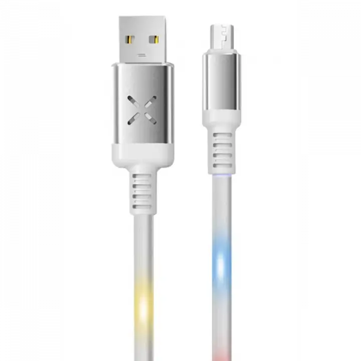 Konfulon DC09 Ses Duyarlı Işıklı Micro USB Kablo 1M 2A - Beyaz