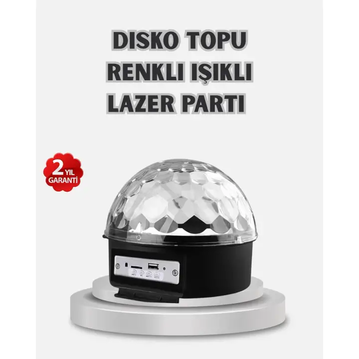 LED Disko Küresi Bluetooth Hoparlörlü Ritimle Senkronize Döner Işıklı