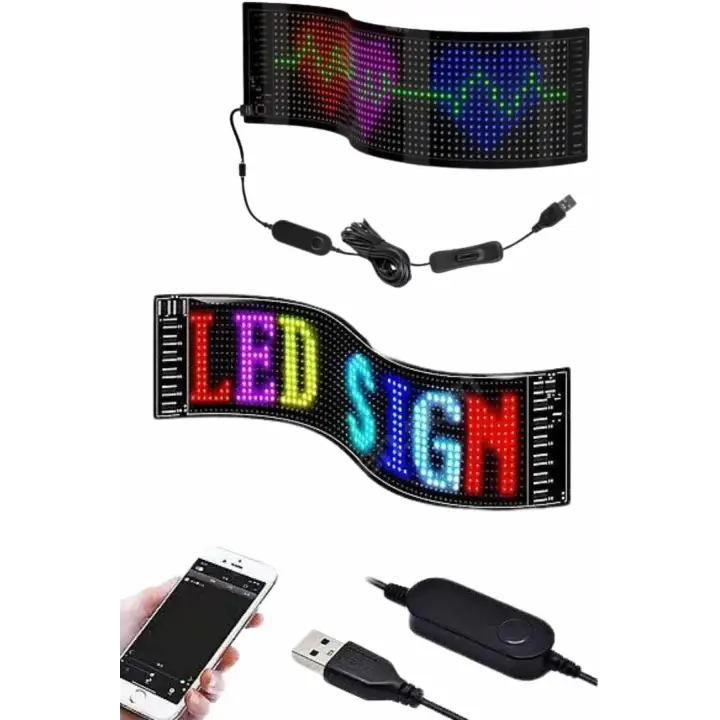 Led Ekran Matrix Panel Dijital Araba Yazısı RGB