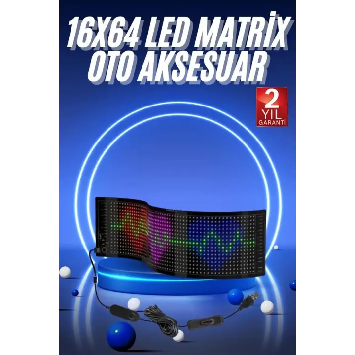 LED Matrix Panel RGB Ekran Kumandalı Araç Camına Uygun