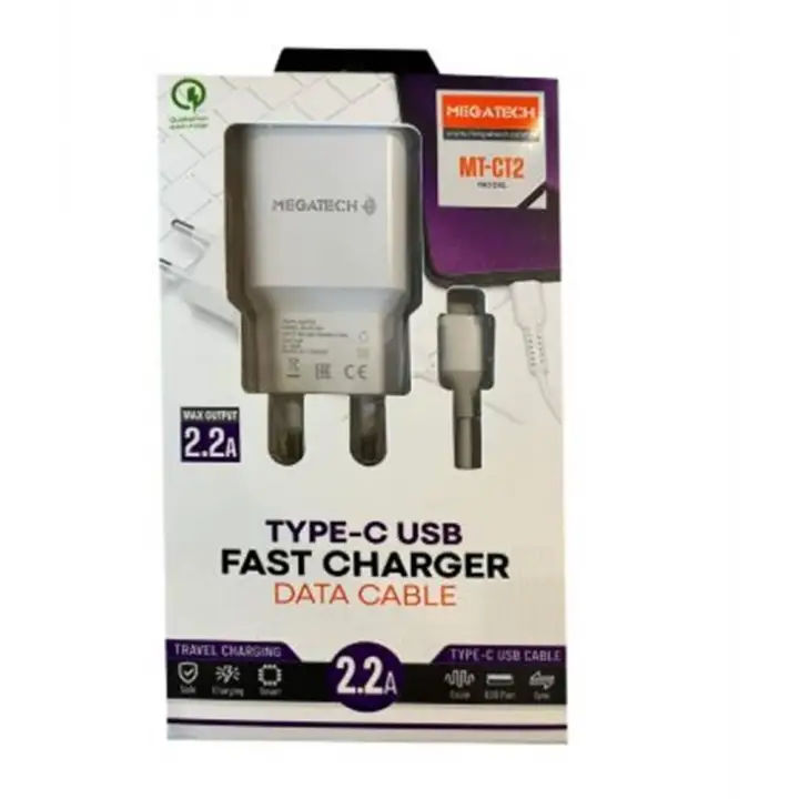 Megatech Mt-CT2 2.2a 2ın1 Typc-e Ev Şarj+Type-c Kablo Hızlı Şarj