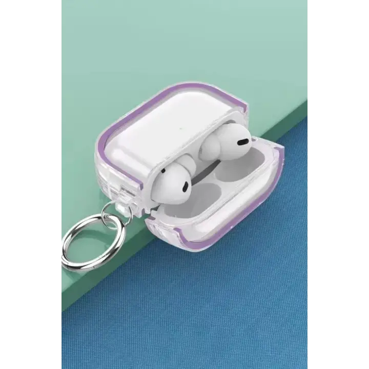 Movenchy Airpods Pro 2 (2.nesil) Shiny Şeffaf Kılıf - Mor