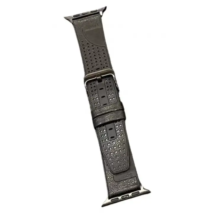 Movenchy Apple Watch 45mm Buff Deri Kordon - Siyah