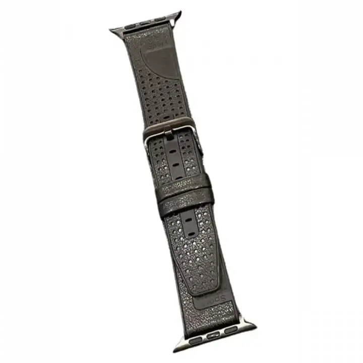 Movenchy Apple Watch 45mm Buff Deri Kordon - Siyah