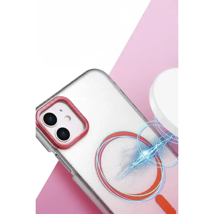 Newface Apple iPhone 12 Glossy Magsafe Kapak - Pembe