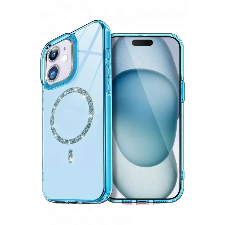 Newface Apple iPhone 12 Live Diamond Magsafe Kapak - Mavi