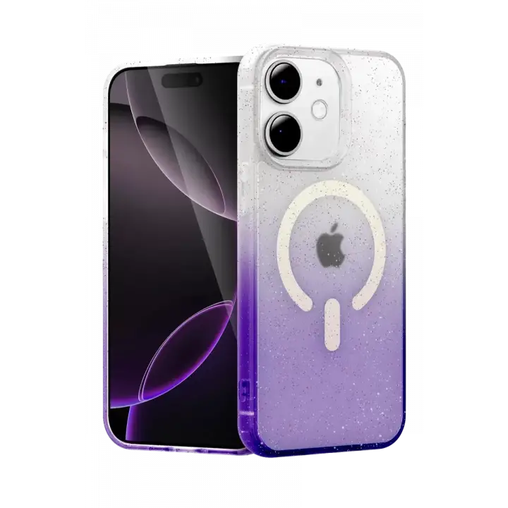 Newface Apple iPhone 12 Pummel Shiny Magsafe Kapak - Mor