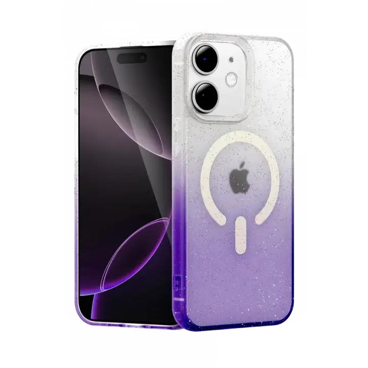 Newface Apple iPhone 12 Pummel Shiny Magsafe Kapak - Mor