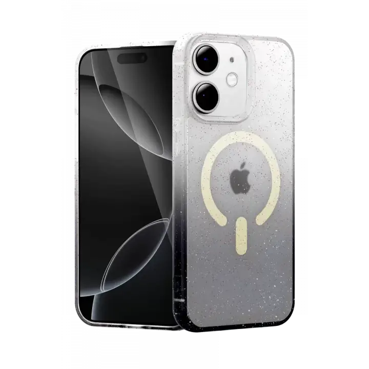 Newface Apple iPhone 12 Pummel Shiny Magsafe Kapak - Siyah