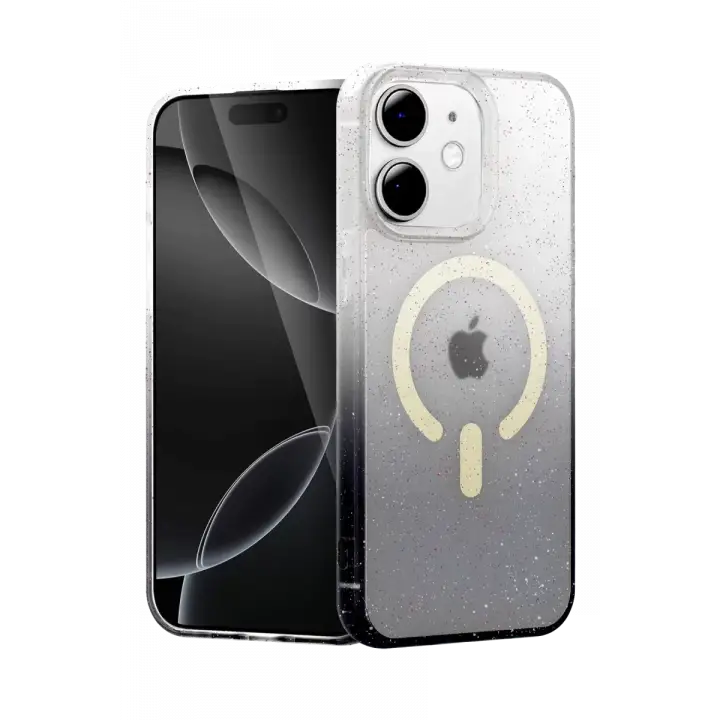 Newface Apple iPhone 12 Pummel Shiny Magsafe Kapak - Siyah