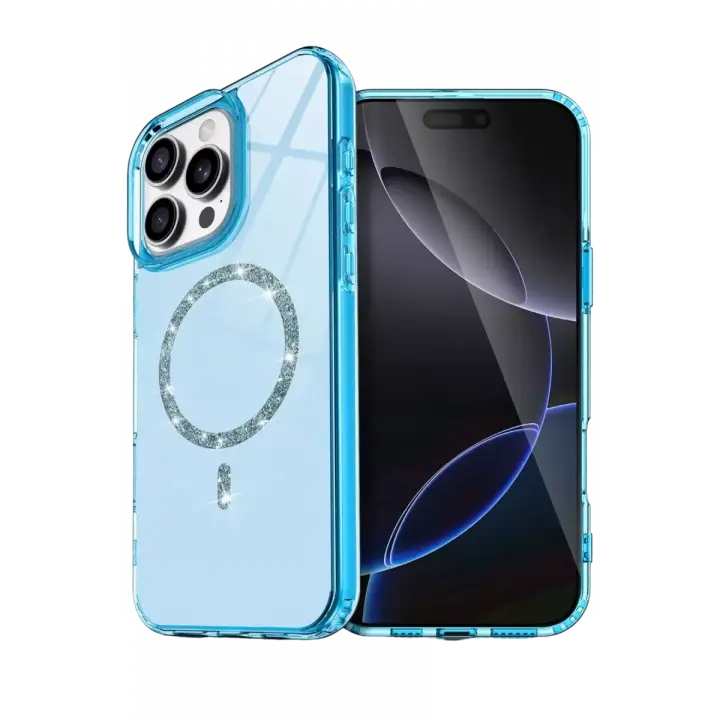 Newface Apple iPhone 14 Pro Max Live Diamond Magsafe Kapak - Mavi