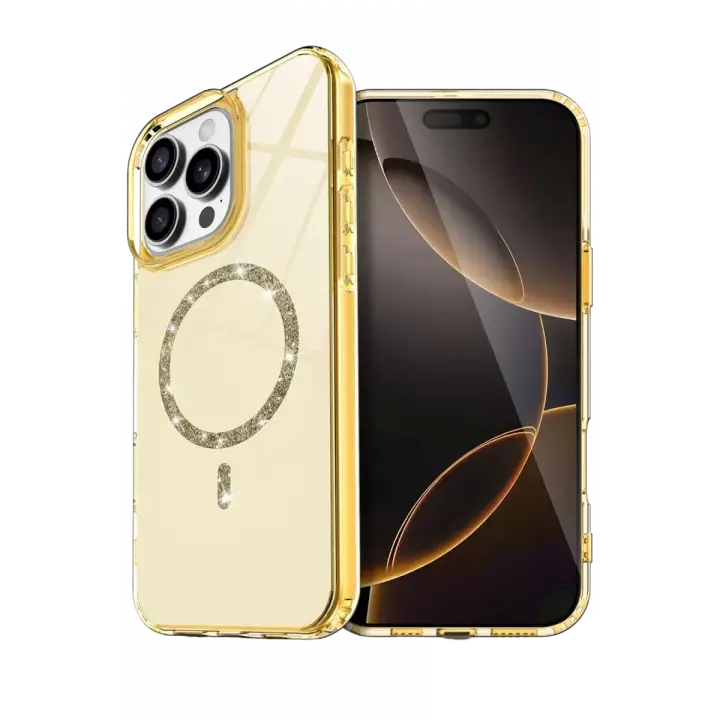 Newface Apple iPhone 14 Pro Max Live Diamond Magsafe Kapak - Sarı