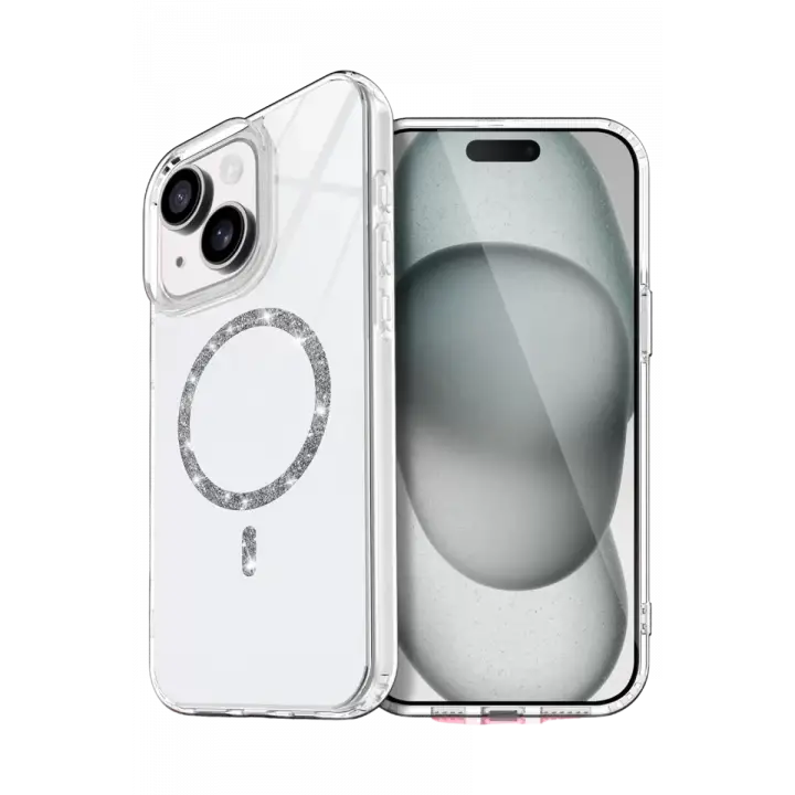 Newface Apple iPhone 15 Plus Live Diamond Magsafe Kapak - Şeffaf