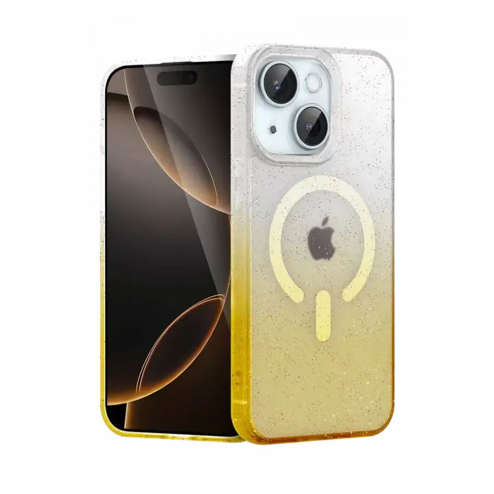 Newface Apple iPhone 15 Plus Pummel Shiny Magsafe Kapak - Gold