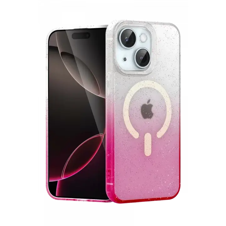 Newface Apple iPhone 15 Plus Pummel Shiny Magsafe Kapak - Pembe