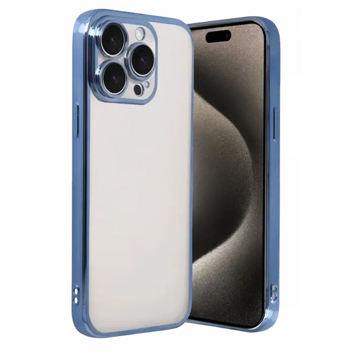 Newface Apple iPhone 15 Pro Max Razer Lensli Silikon - Açık Mavi