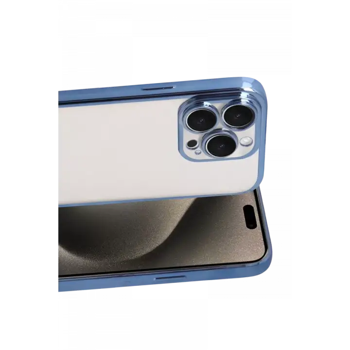 Newface Apple iPhone 15 Pro Max Razer Lensli Silikon - Açık Mavi