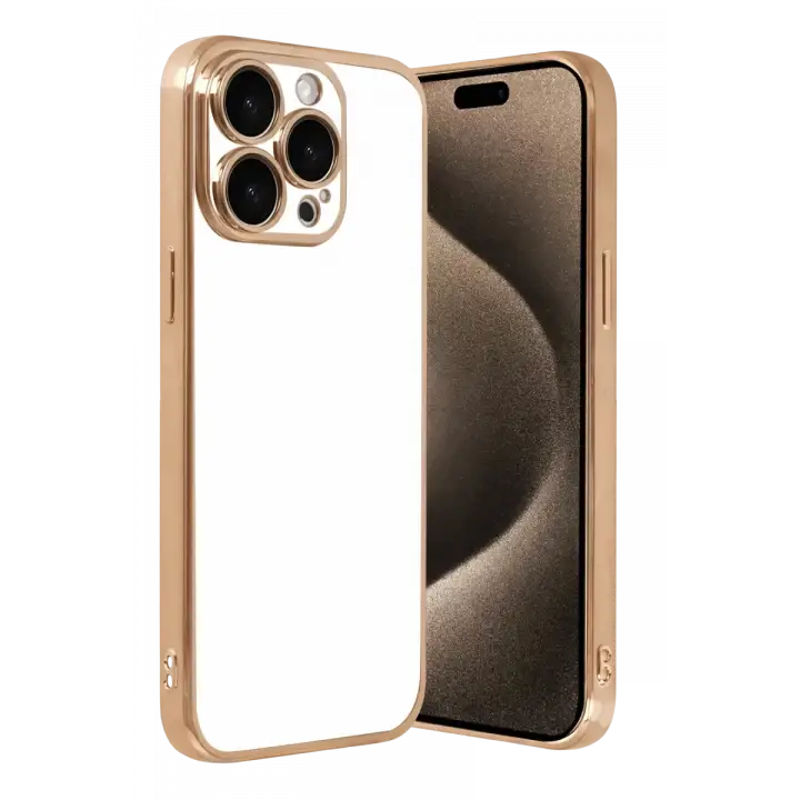 Newface Apple iPhone 15 Pro Max Razer Lensli Silikon - Gold