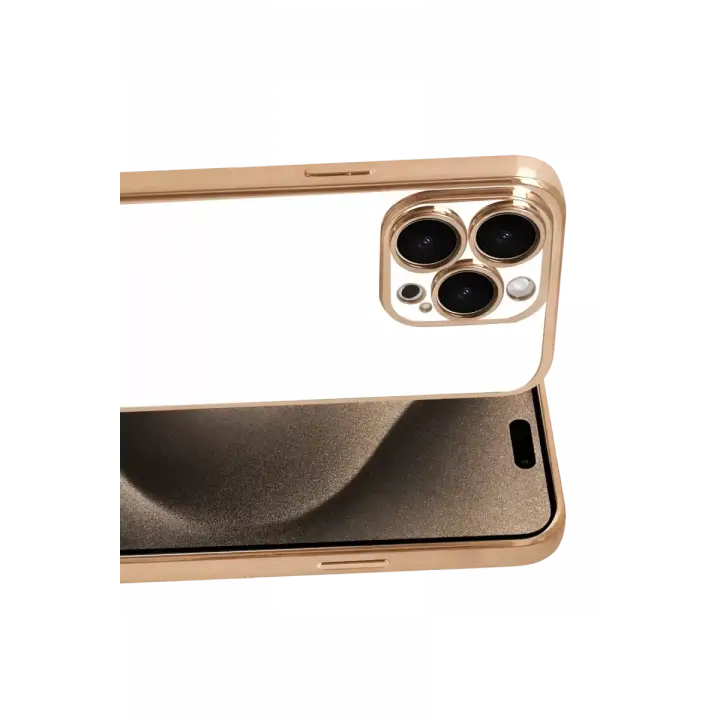 Newface Apple iPhone 15 Pro Max Razer Lensli Silikon - Gold