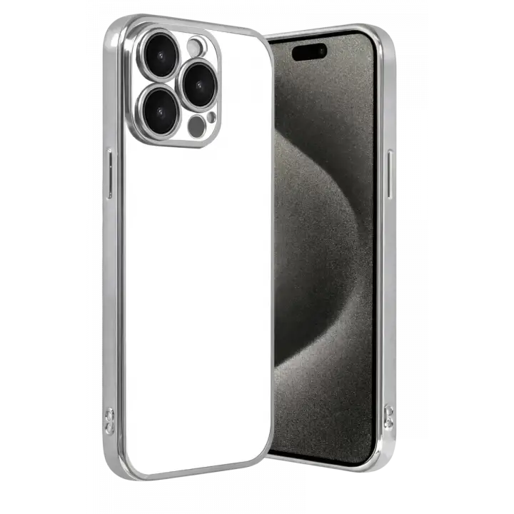 Newface Apple iPhone 15 Pro Max Razer Lensli Silikon - Gümüş