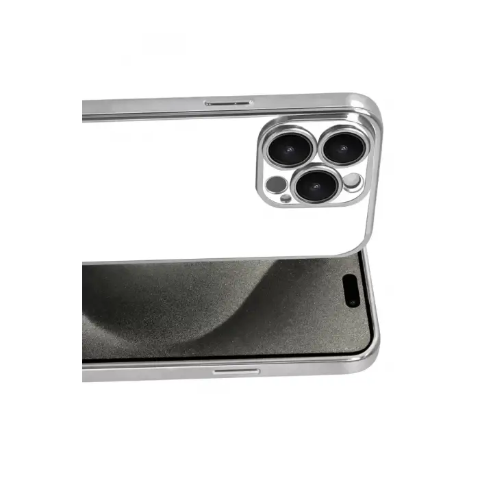 Newface Apple iPhone 15 Pro Max Razer Lensli Silikon - Gümüş