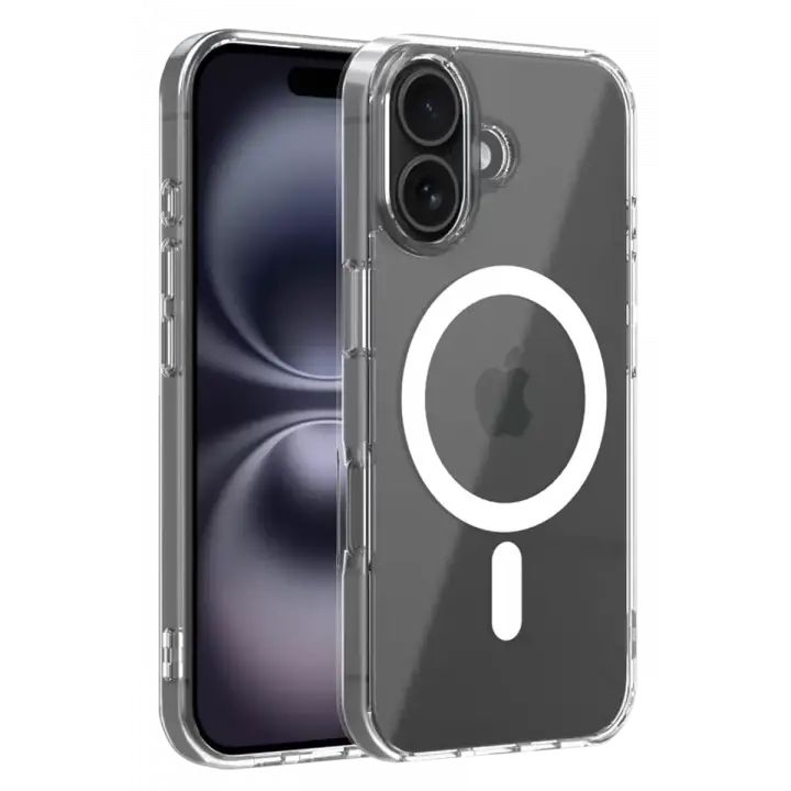 Newface Apple iPhone 16 Combo Sert Şeffaf Magsafe Kapak - Şeffaf