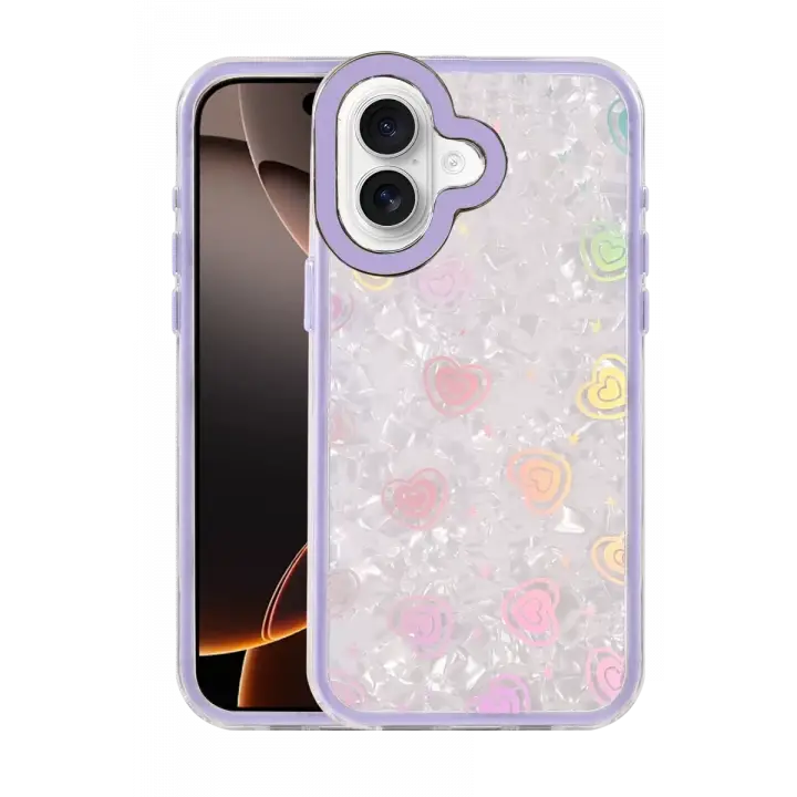 Newface Apple iPhone 16 Lumi Desenli Kapak - Mor