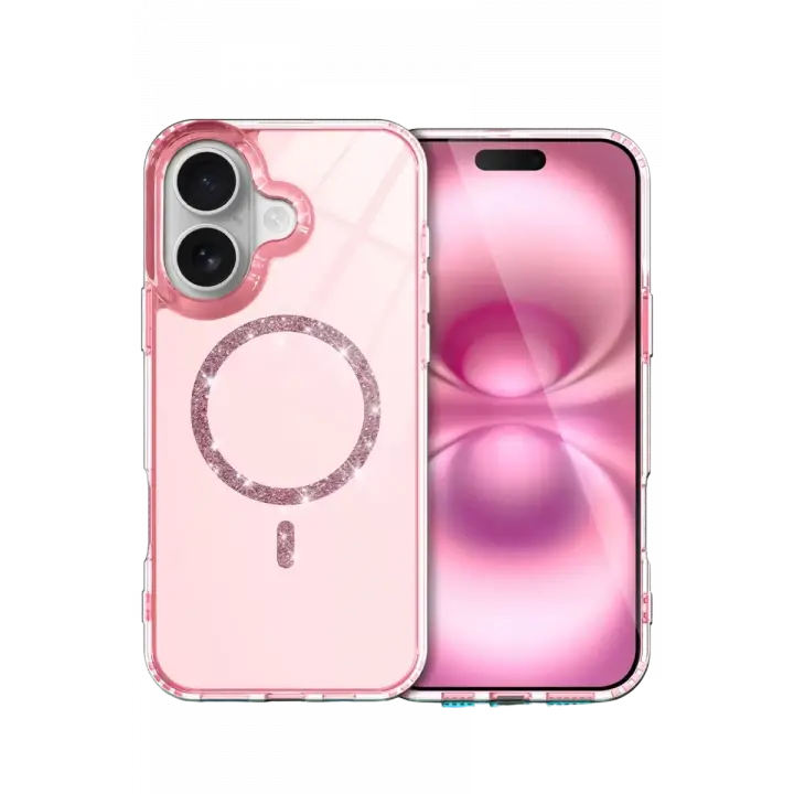 Newface Apple iPhone 16 Plus Live Diamond Magsafe Kapak - Pembe