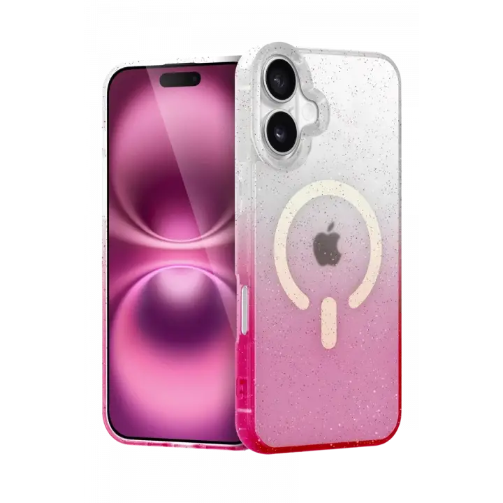 Newface Apple iPhone 16 Plus Pummel Shiny Magsafe Kapak - Pembe
